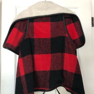 Red buffalo check Sherpa vest